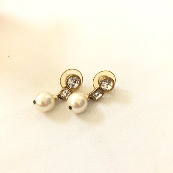 Faux pearl and rhinestone drop earrings - Picture 2 of 2